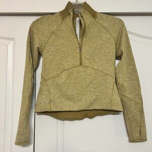LULULEMON Always Alert 1/2 Zip - Size 8 - Cropped Yellow Long Sleeve Worn Twice